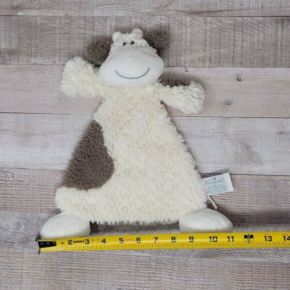 Baby Lovey Cow Plush Rattle Demdaco Nat Jules Comfort Security Clutch Blankie - Picture 4 of 7